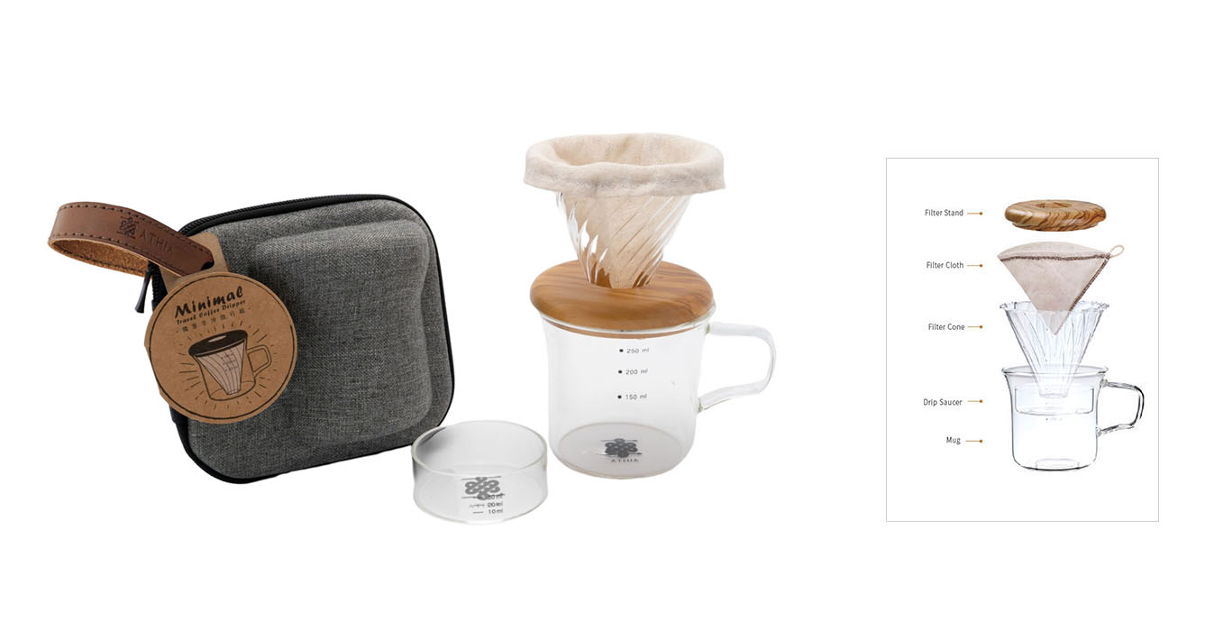 athia 6pcs pour over coffee dripper set